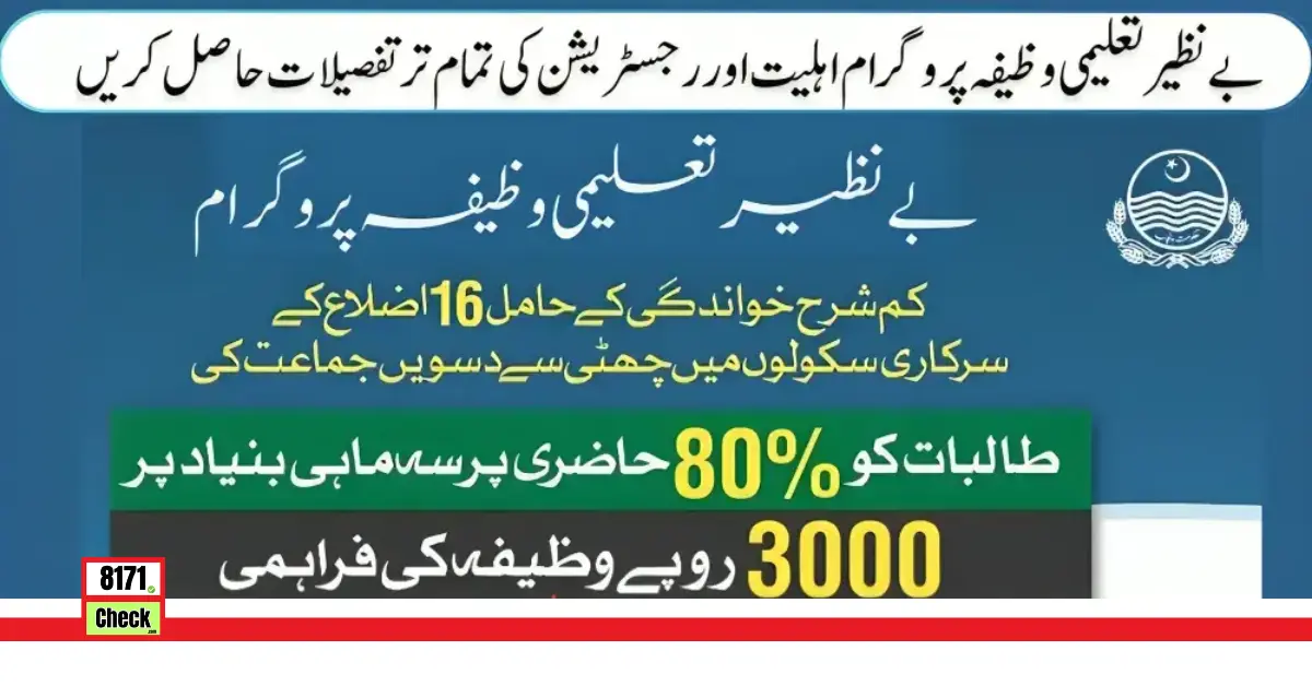 Benazir Taleemi Wazifa 8171 SMS Dynamic Survey Latest Update