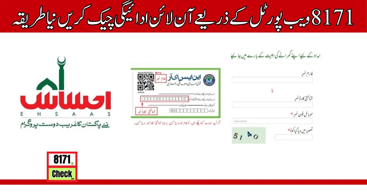 8171 ویب پورٹل کے ذریعے آن لائن ادائیگی چیک کریں نیا طریقہ
