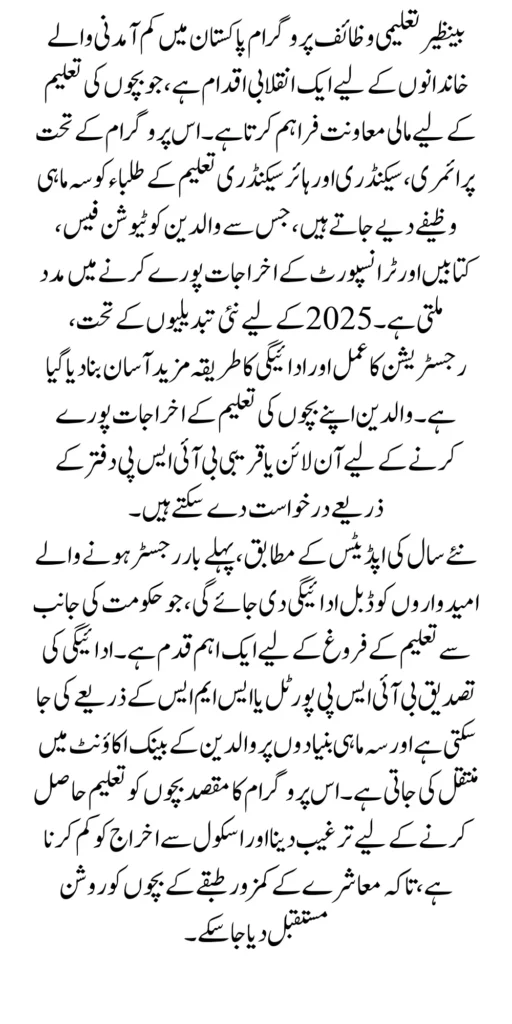 Benazir Taleemi Application Submission