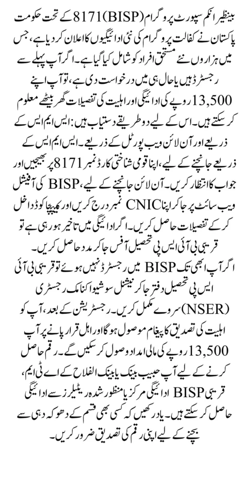 BISP 8171 Result Check Online By CNIC 2025 Know Details How To Get 13500 Payment 