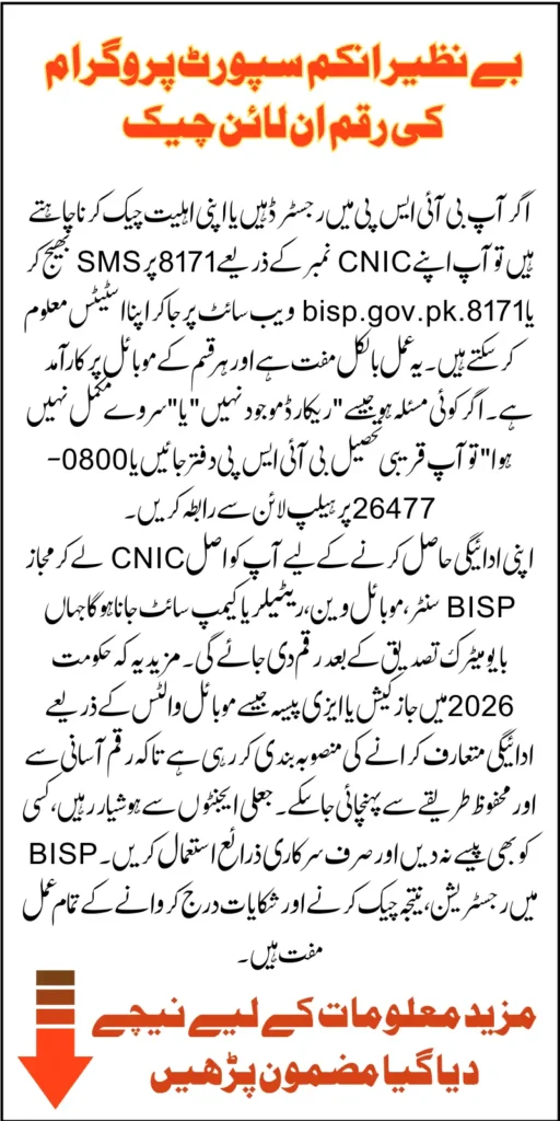 BISP 8171 Result Check Online CNIC Know Alternative Methods And Full Guide To Receive 13500